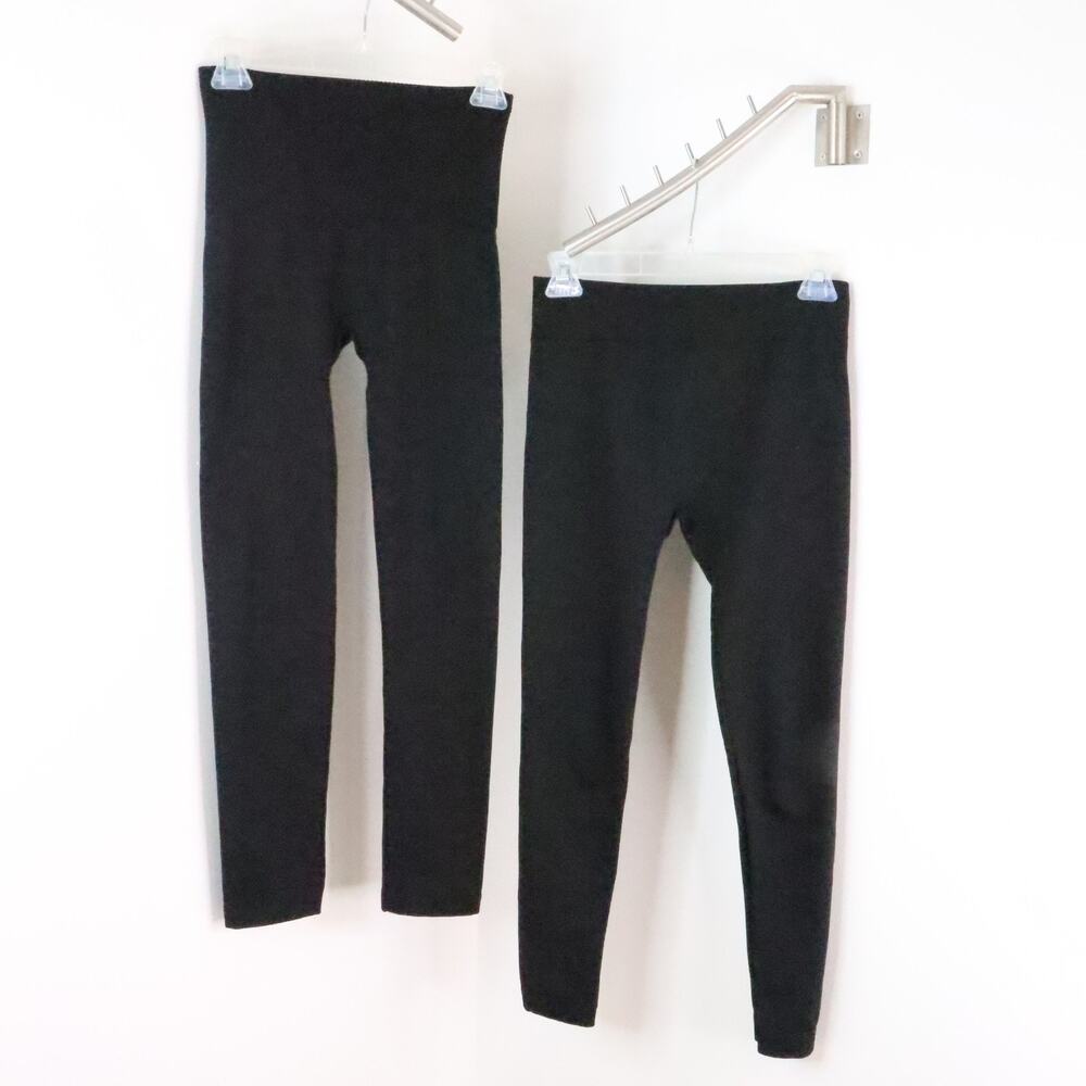 Women's S/M Black Fleece-Lined Stretch Comfy Lounge Leggings 2pc Bundle Lot